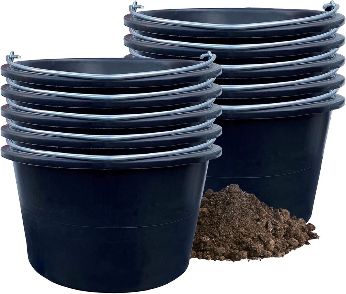 Mortelbakken Set - Bouwemmers Kuipen - Bouw Werk - Extra Stabiele Beugel - 40 Liter - Zwart