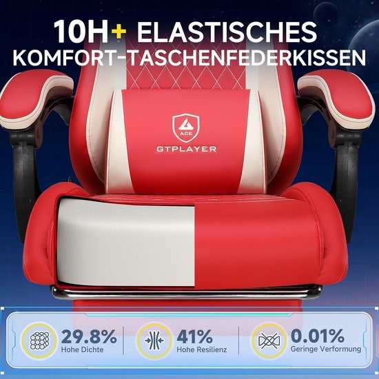 Gamerstoel - Ergonomische stoel - Comfortabel zitten - Verstelbare rugleuning - 150 kg belastbaar - Rood — afbeelding 4