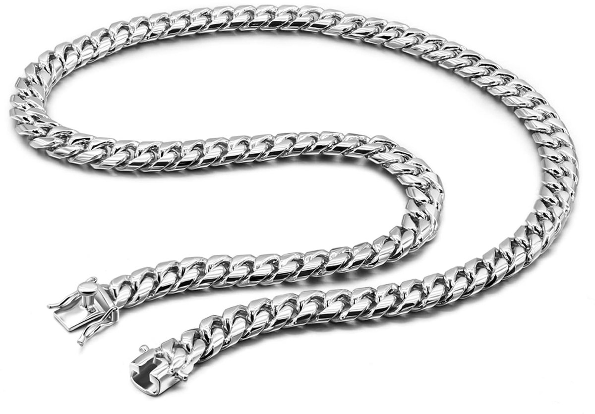 Massieve Cubaanse halsketting, breed, 10 mm, 925 sterling zilver, Cubaanse ketting, 40 - 80 cm, grote rock, punk, hiphop, Miami, cadeau, sieraden, feest, verjaardag voor heren