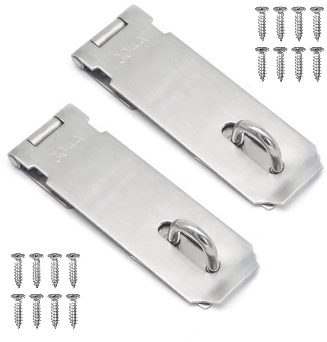 Deur sluiting - Haspel slot - Beveiliging huis - Roestvrij staal - 2 stuks - Zilver