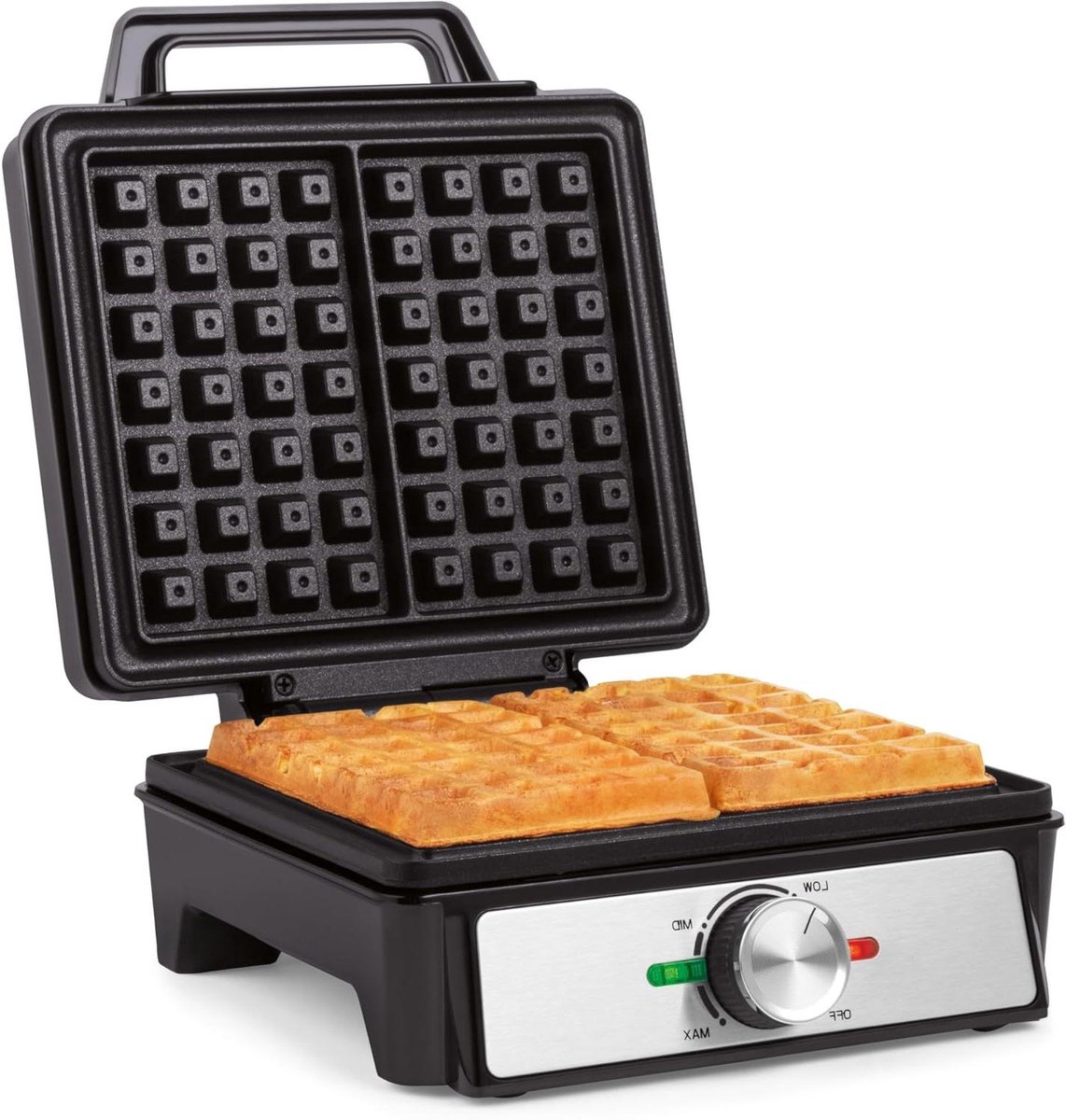 Wafelijzer - Apparaat - Lekkere Wafels Maken - Dubbele Antiaanbakplaten - 24 x 20.9 x 10 cm - Zwart