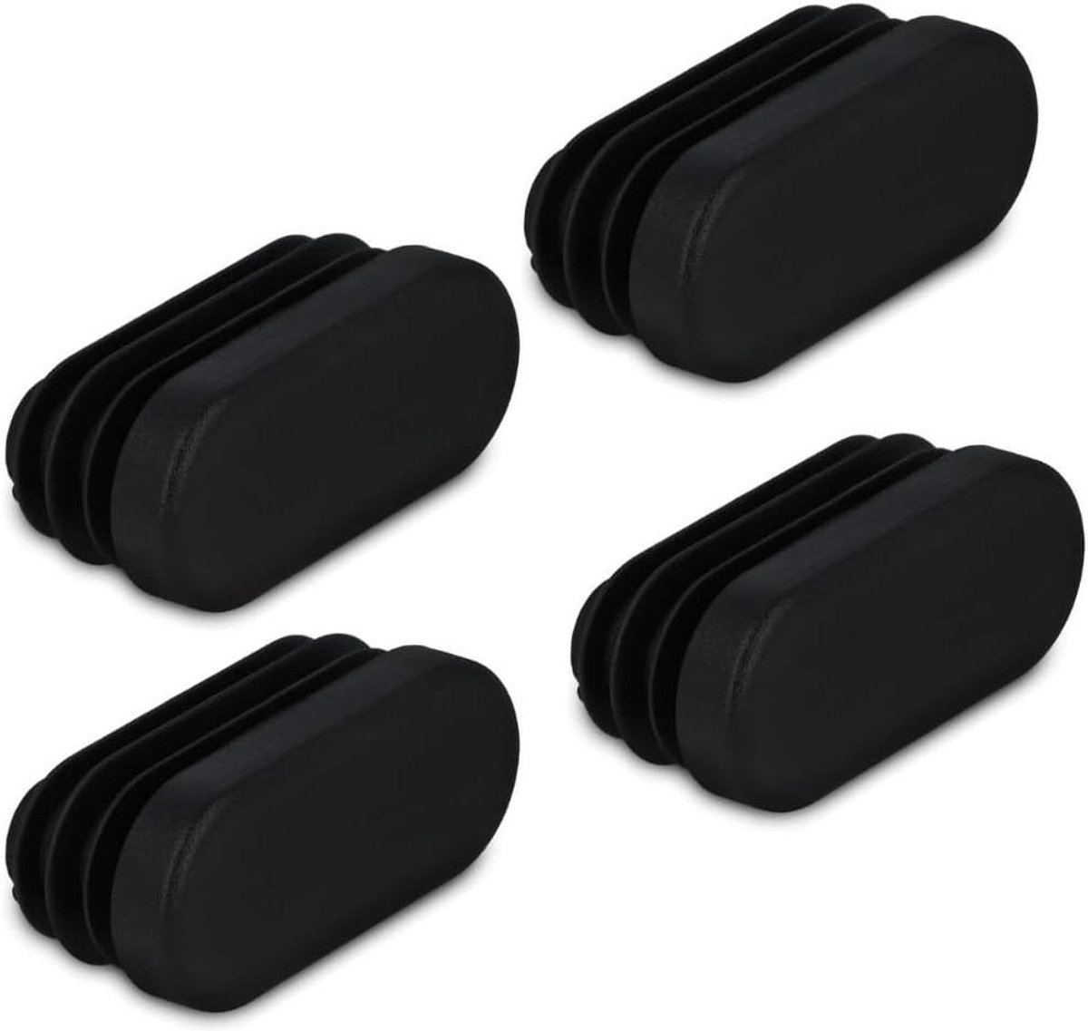 4 Stuks Ovale Buisdoppen Zwart voor Ovalen Buis 35 x 15 mm