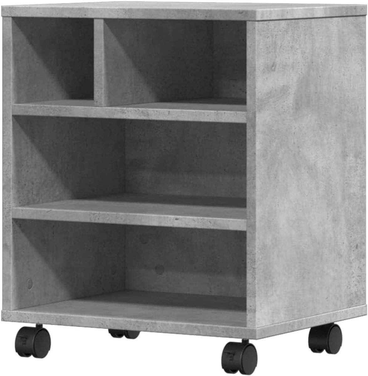 Printerkastje met wielen - Printertafel Bureaukastje - Werkplek Organiseren - Met 2 Vergrendelbare Wielen - 41x32x48 cm - Betongrijs