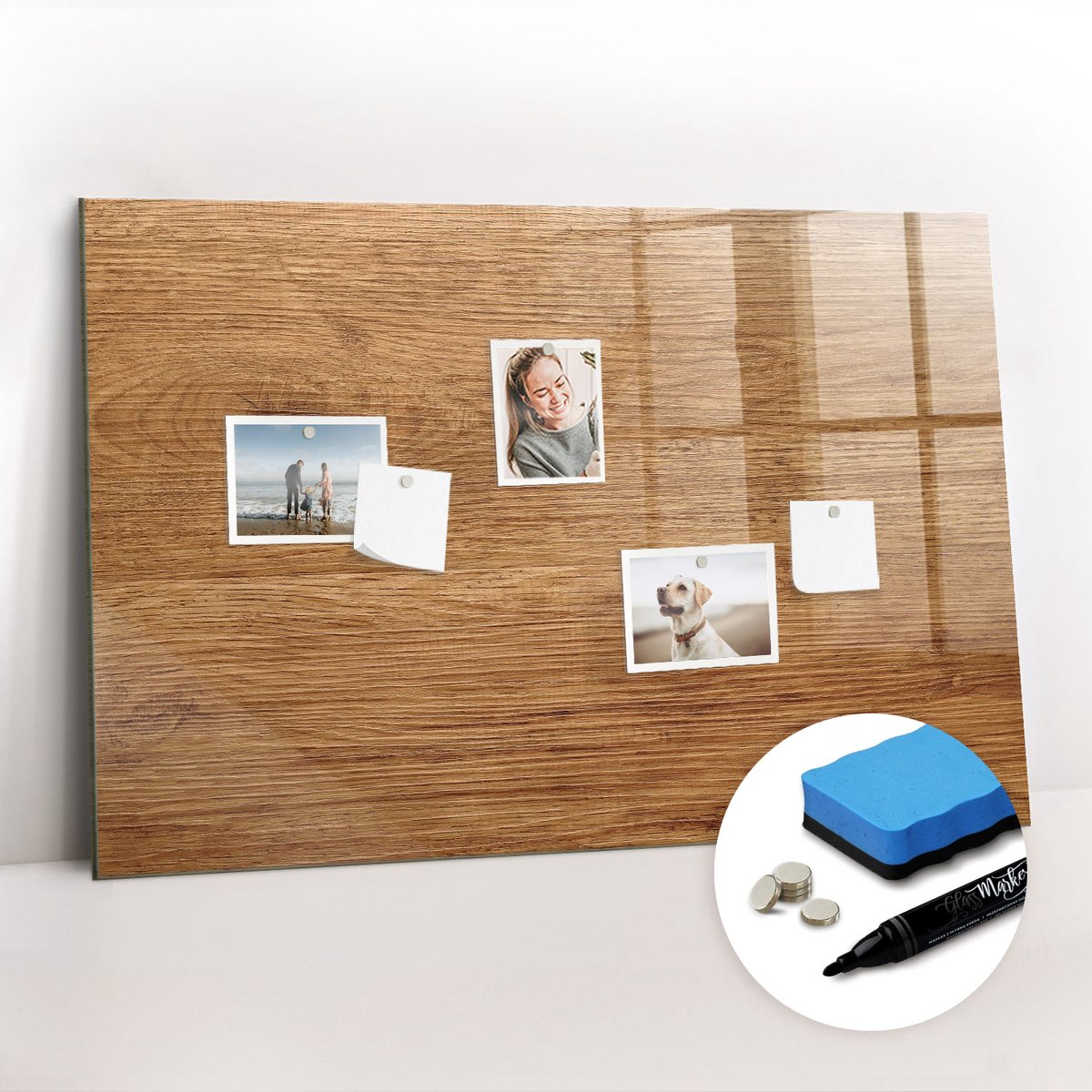 Tulup Whitebord - Licht hout - 90 x 60 cm - Bruin Magnetisch Wandbord - Gratis 5 Sterke Magneten + Whiteboard Marker & Wisser - Industrieel Wandbord - Magneetbord Rechthoekig - Planning Muur