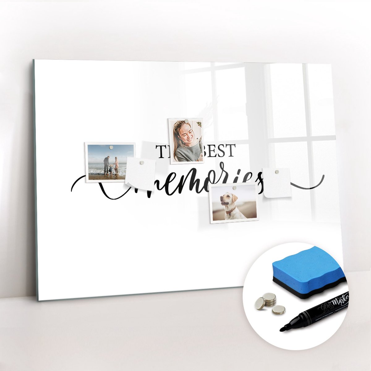 Tulup Whitebord - Inscriptie van herinneringen - 100 x 70 cm - Zwart-wit Magnetisch Wandbord - Gratis 5 Sterke Magneten + Whiteboard Marker & Wisser - Moderne Wanddecoratie - Magnetisch Bord Kind - Notitiebord Werkplek