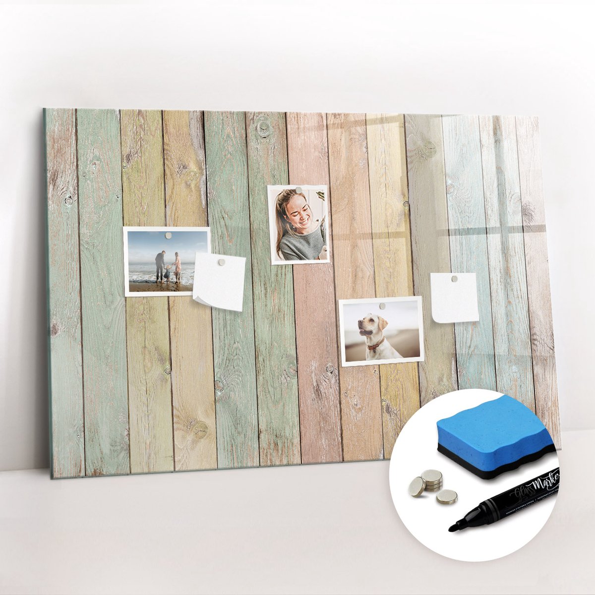 Tulup Whitebord - Kleurrijke borden - 90 x 60 cm - Veelkleurig Magneetbord Design - Gratis 5 Sterke Magneten + Whiteboard Marker & Wisser - Moderne Wanddecoratie - Foto Magneetbord - Planning Muur