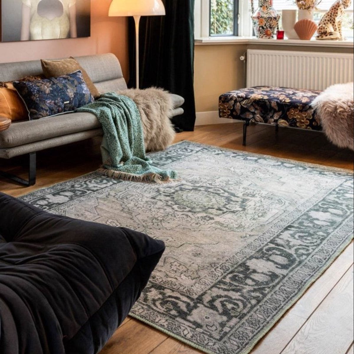Vintage vloerkleed Joe Groen Interieur05 - 230 x 330 cm - (XL)