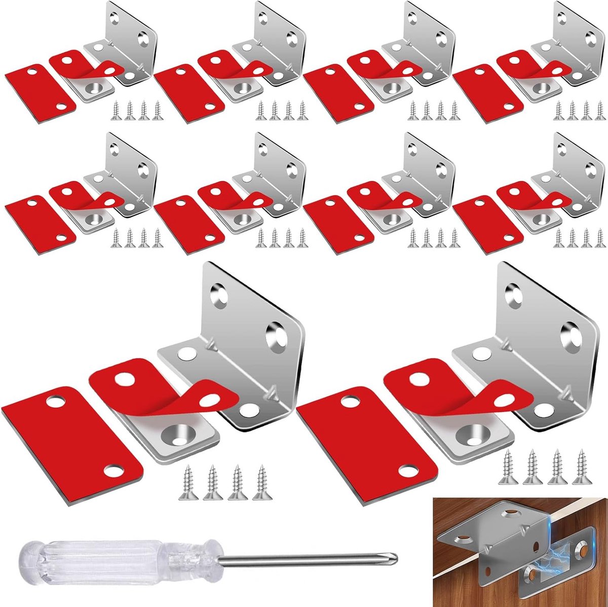 10PCS Kastdeurmagneten, Ultradunne Magnetische Deurgrepen, Zelfklevende Kastdeurmagneetsluiting Roestvrij Staal Magneetdeur Voor Lade Keuken Klink Garderobe Schuifdeur (zilver)