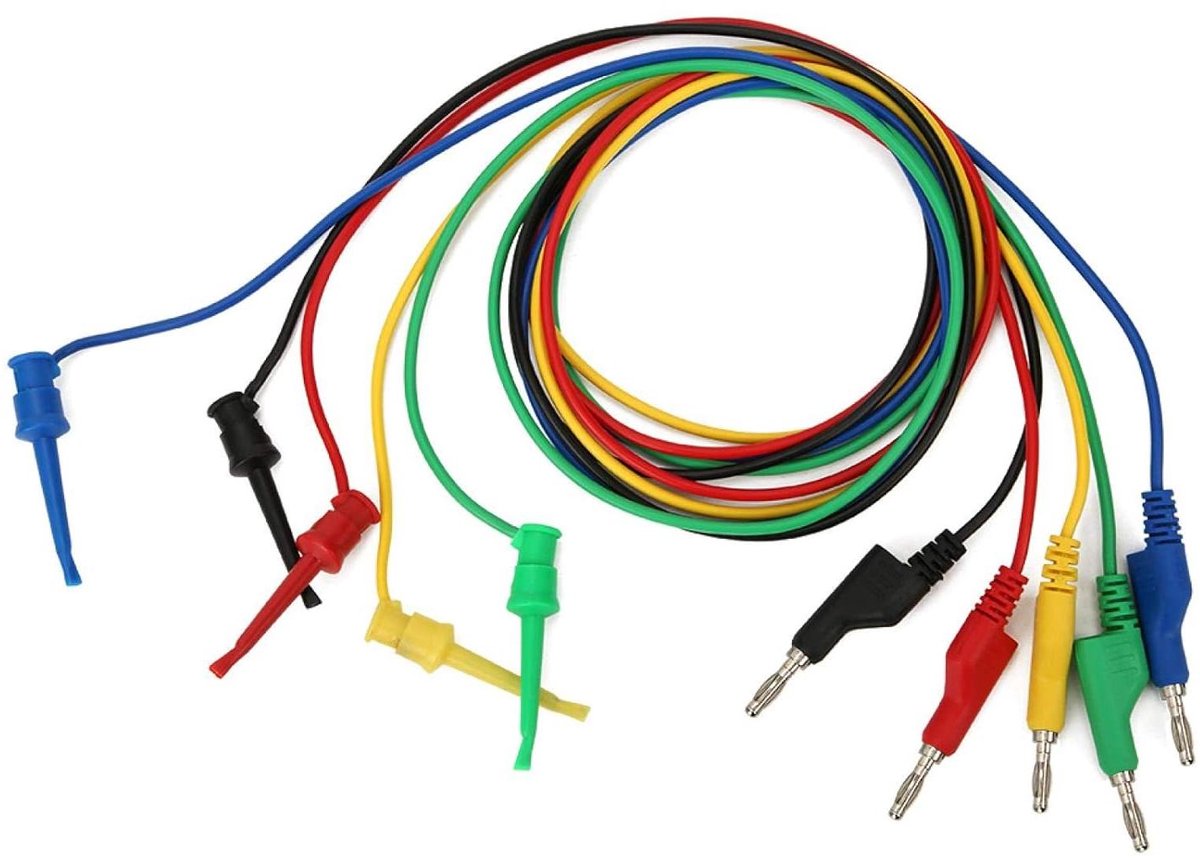 Meetsnoeren Set - Banaanstekker Kabels - Testen Uitvoeren - Stapelbare Connectoren - 1 m Lengte - 5 Kleuren