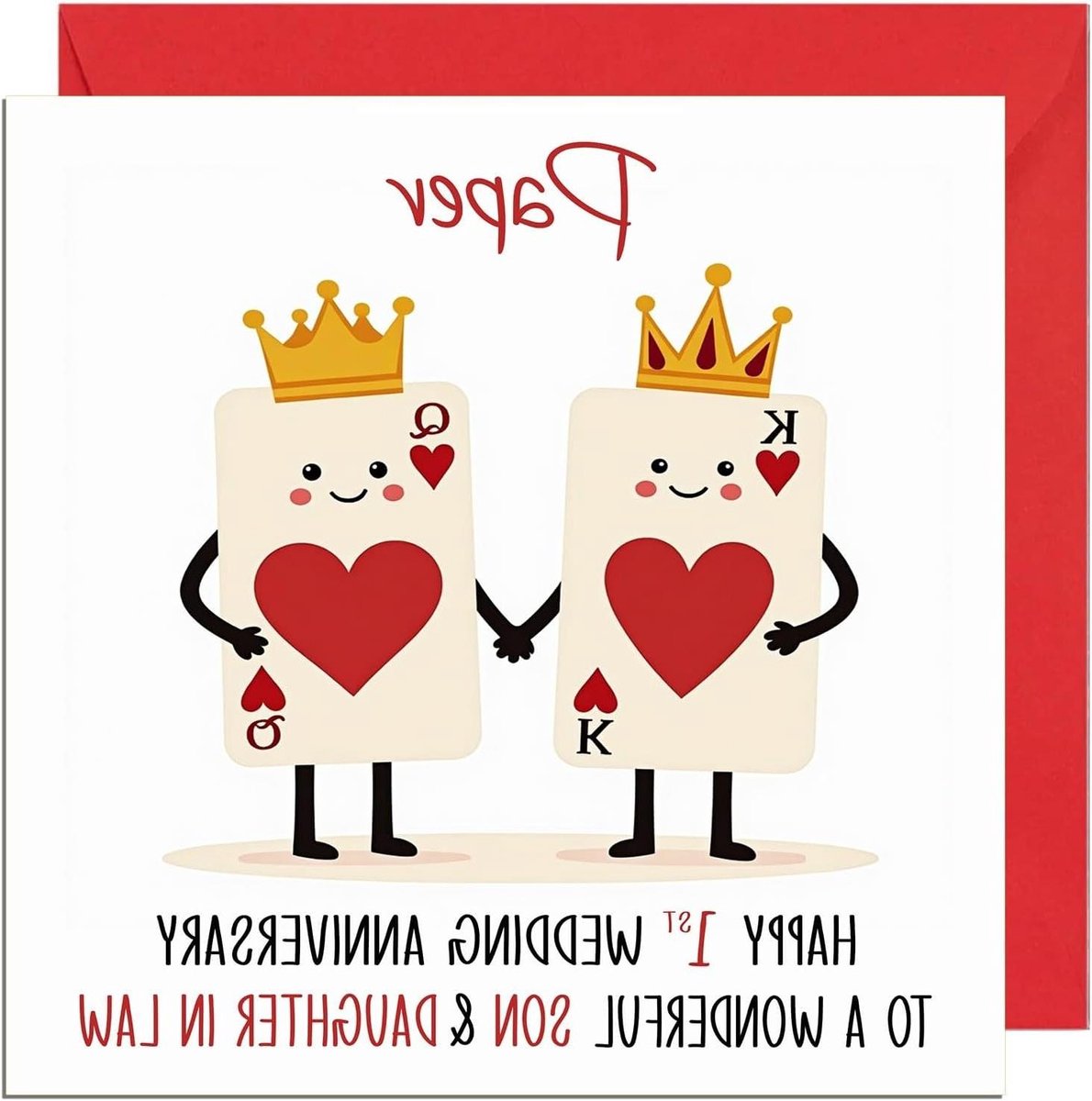 Verjaardagskaart Zoon - Schoondochter Kaart - Huwelijksverjaardag Vieren - Gerecycled Karton - 145mm x 145mm - Rood