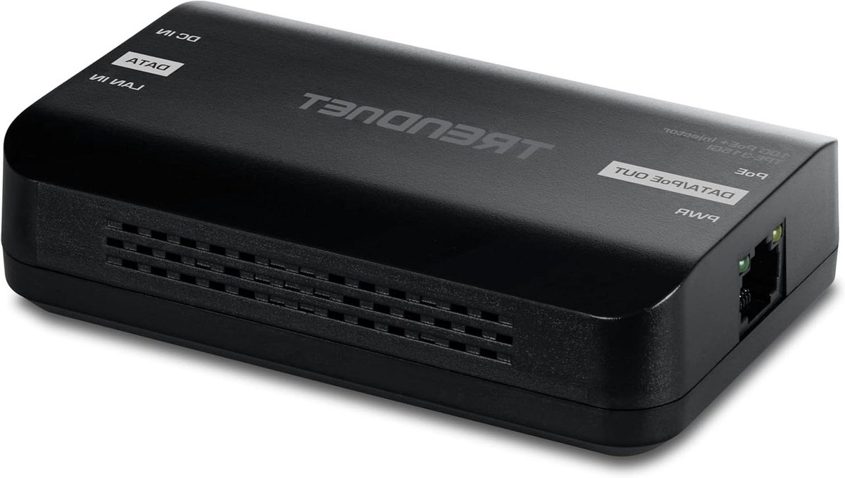 PoE+ Injector - Stroom Injector - Netwerkapparaten Voeden - 10 Gigabit Snelheid - 100 m - Zwart
