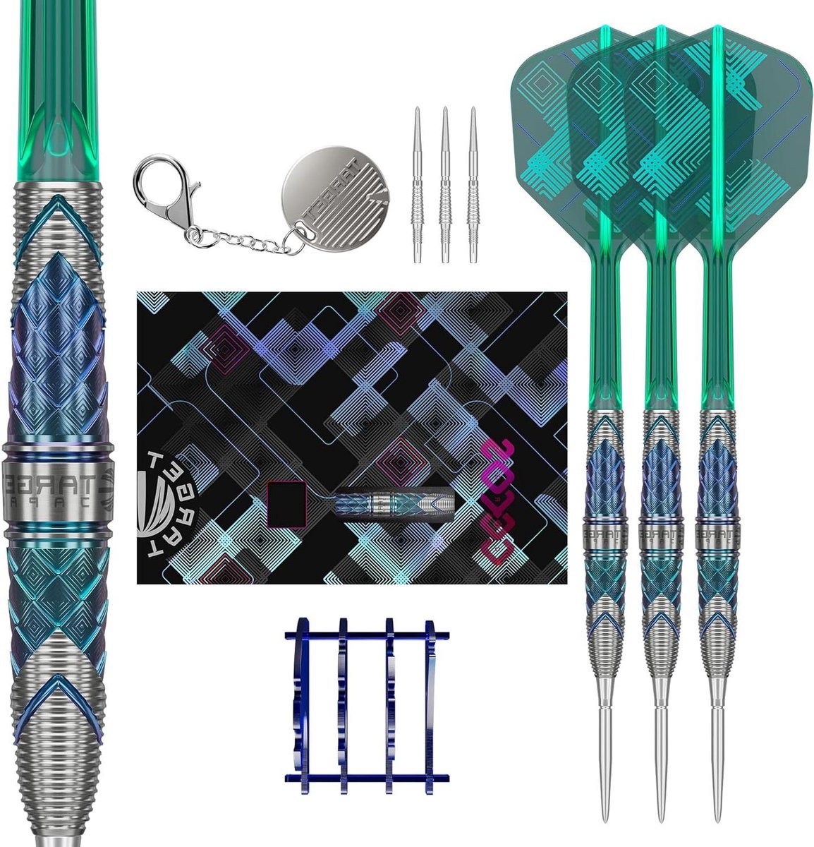 Stalen Punt Darts - Dartset Wolfraam - Precisie Werpen - Swiss Point Technologie - 21G - Blauw en Groen