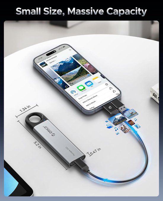 Externe SSD - Draagbare Harde Schijf - Bestanden Opslaan - Snelle Overdrachtssnelheden - 256 GB - Grijs — afbeelding 4