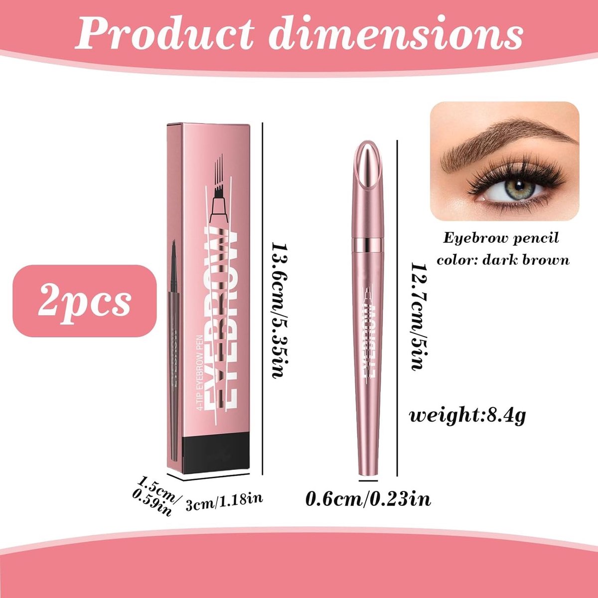 Waterproof Microblading Oogbrow Pen met 4 Fork Tips voor Natuurlijke Make-up - Donkerbruin, Zweetbestendig en Langdurig Resultaat