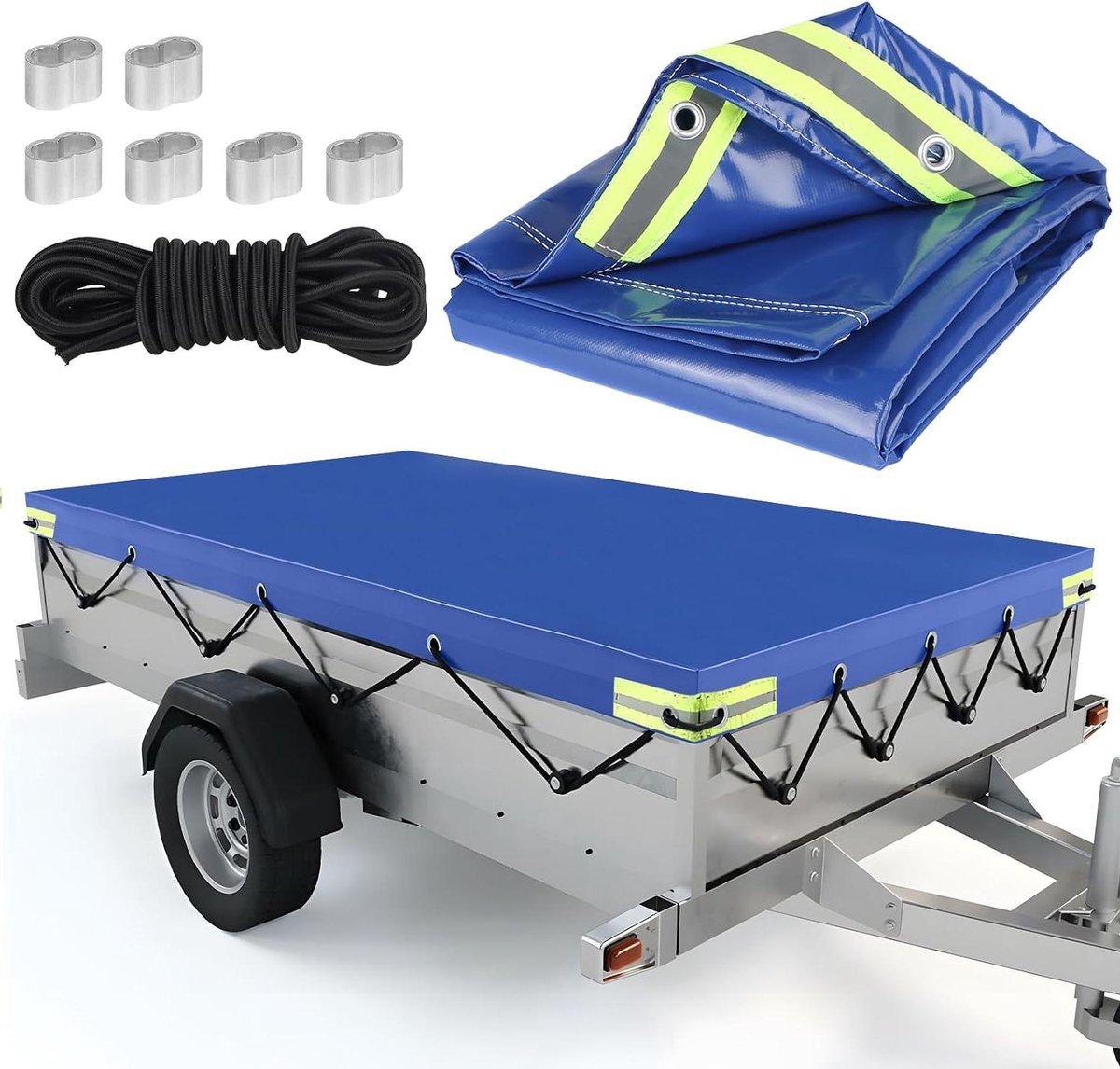 Aanhangwagen Zeil - Trailerhoes Waterdicht - Lading Beschermen - Versterkte Randen - 140 x 115 x 8 cm - Blauw