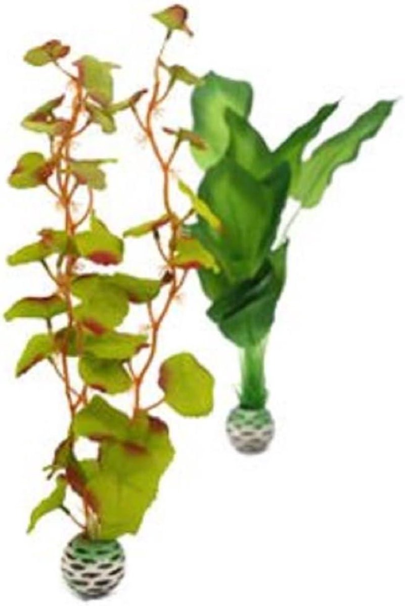 Zijde Plant Set - Kunstplant Aquarium - Aquarium Decoreren - Ontworpen door Samuel Baker - 35 cm - Groen