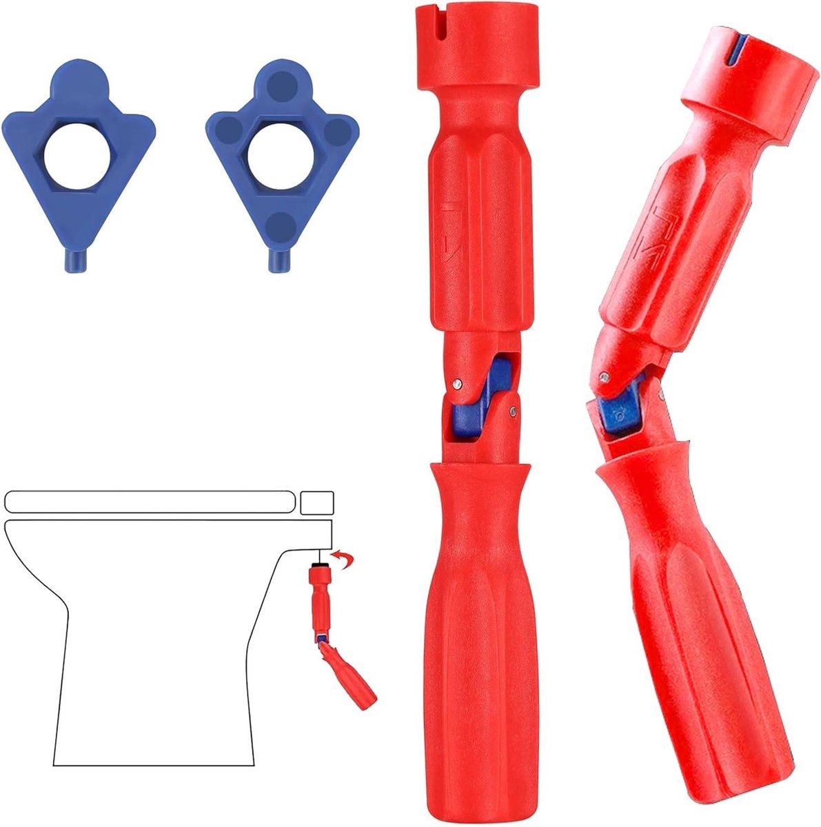 Toiletzitting Sleutel - Montage Tool - Badkamer Reparatie - Verstelbare Koppen - 10 13 17mm - Rood