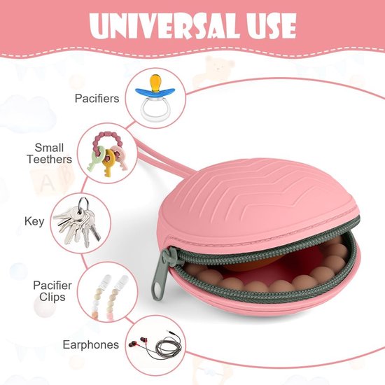 Fopspeenbox Siliconen - Speenhouder Opbergdoos - Baby Spullen Opbergen - Waterdicht BPA-Vrij - 21 cm - Roze — afbeelding 3