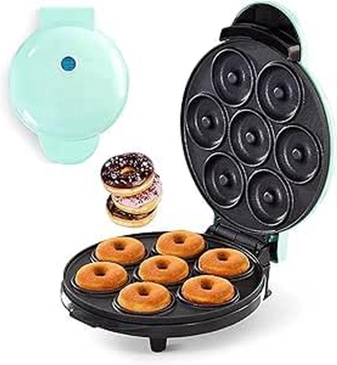 Elektrische Donutmaker - Donut Machine - Zelf Gebak Bakken - 7 Gaten - 30.5 cm - Groen