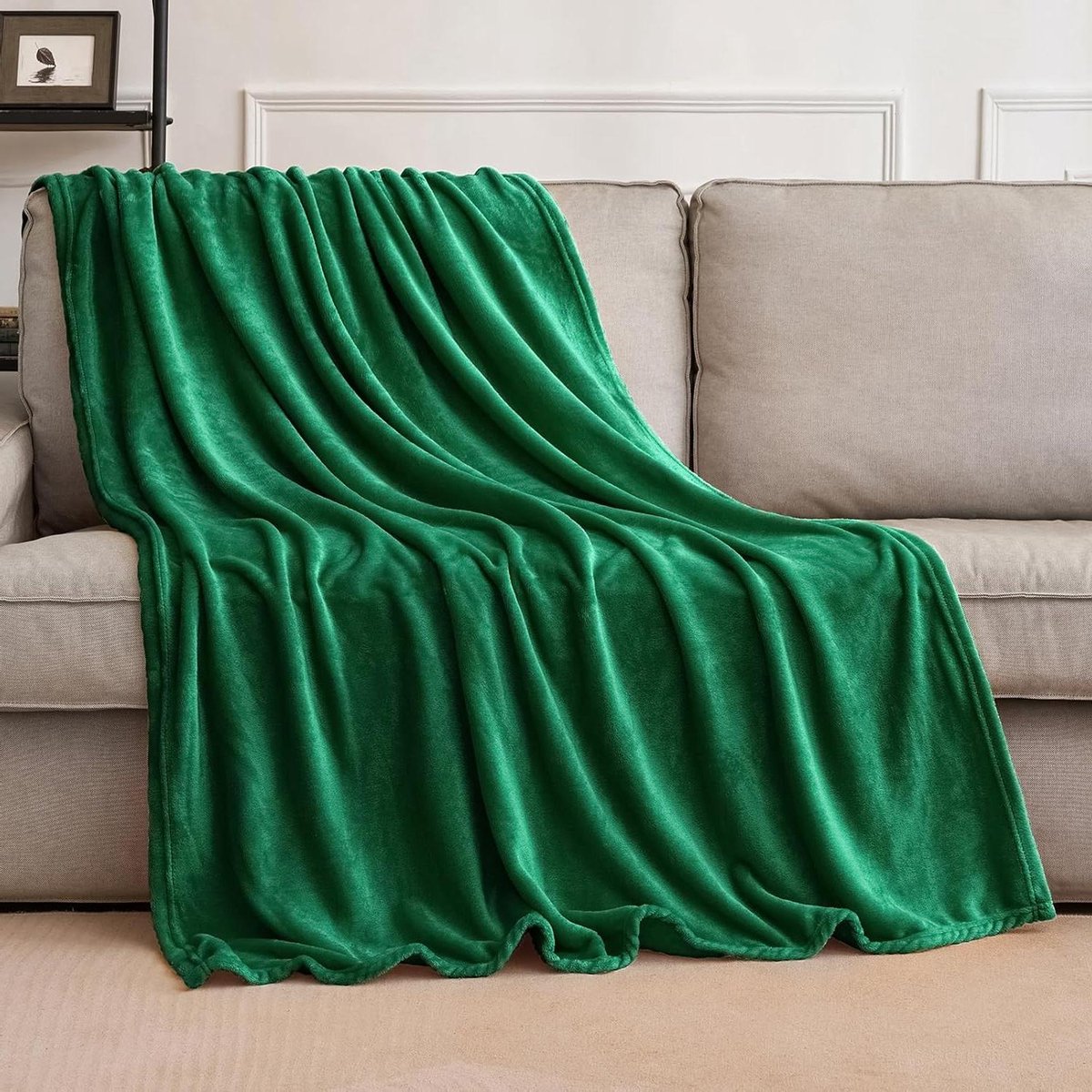 Flanellen Deken - Zachte Plaid - Gezelligheid Thuis - Dubbelzijdig Pluche - 130x150 cm - Donkergroen