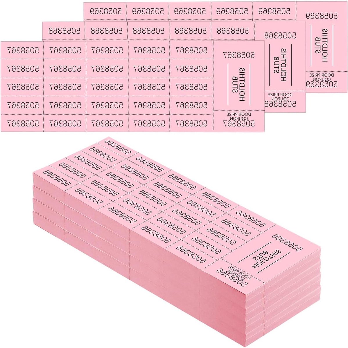 Loterij Tickets - Veilingkaarten Prijsvragen - Evenementen Organiseren - 25 Unieke Nummers - 23 x 8.5 cm - Roze