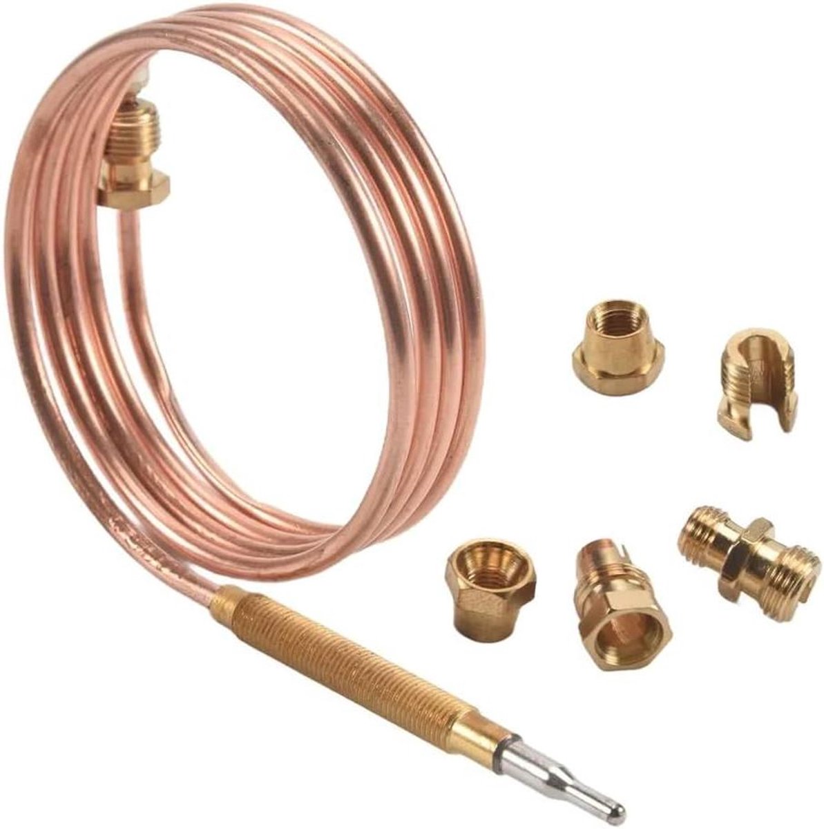 Thermoelement Gas - Veiligheidskoppel Warmtevoeler - Gasapparaten Beveiligen - 900mm Lengte - M6 x 0.75 - Zilver