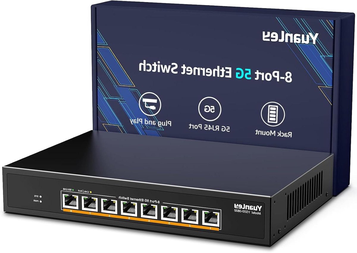 8-Poorts 5G Gigabit Ethernet Switch - Rackmonteerbare Unmanaged Netwerkschakelaar