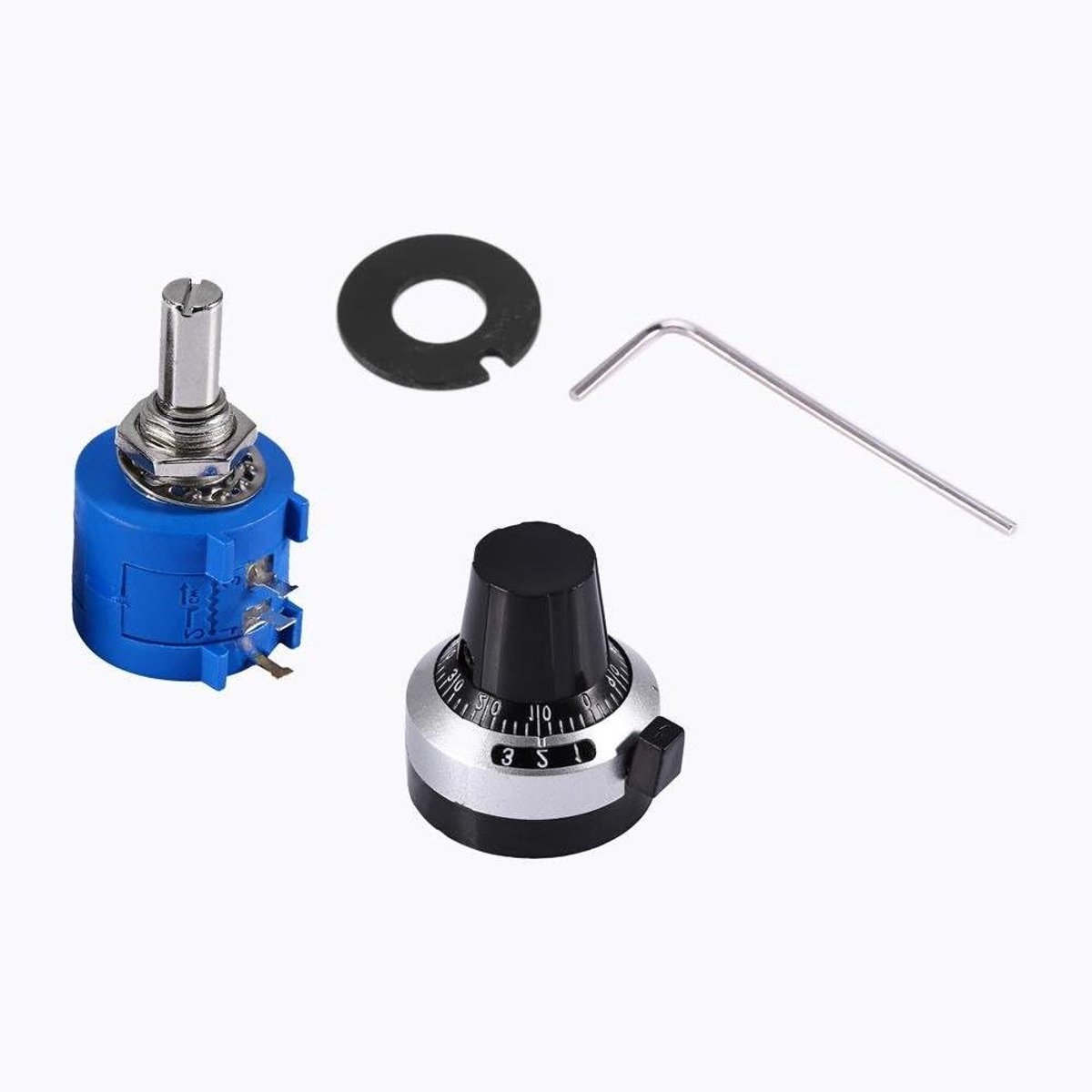 Precisie Potentiometer - Draaipotentiometer 10K - Regelen Spanning - 10 Turns Nauwkeurig - 2 Watt - Zwart