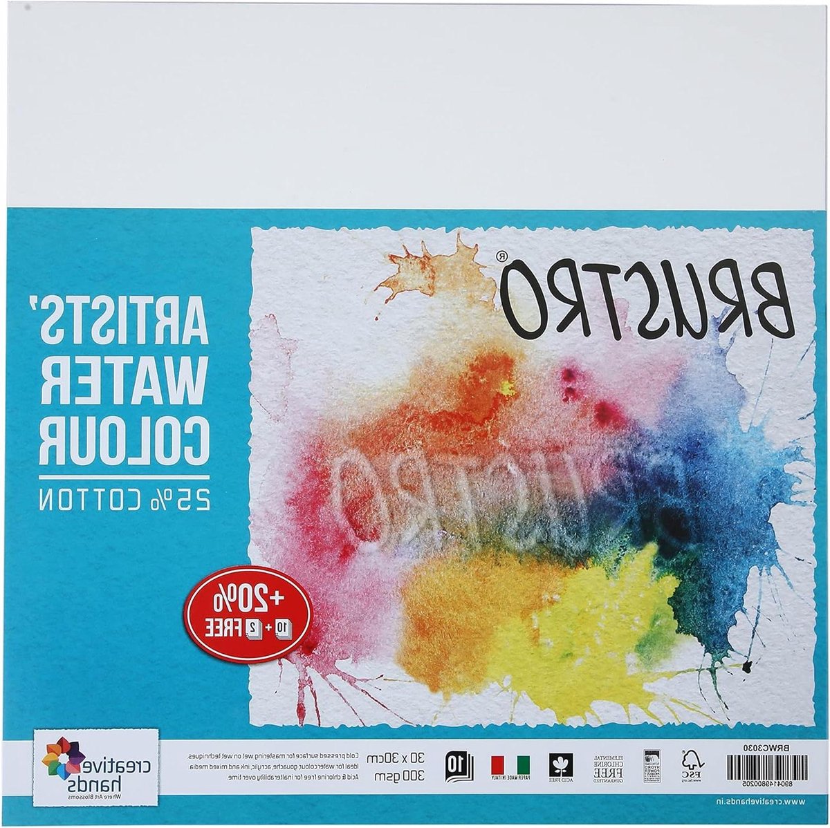 Aquarelpapier - Koudgeperst papier - Schilderen en Tekenen - 25% Katoen - 30 x 30 cm 10 stuks - Natuurlijk Wit