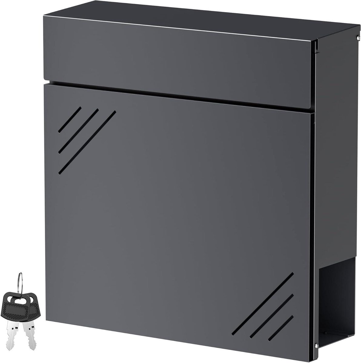 Brievenbus met krantenvak - Wandmailbox brievenpost - Post ontvangen - Roestbestendige staalconstructie - 37 x 11 x 37 cm - Antraciet