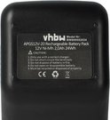 Zwarte NiMH accu, achterkant met het vhbw logo en specificaties van de accu.