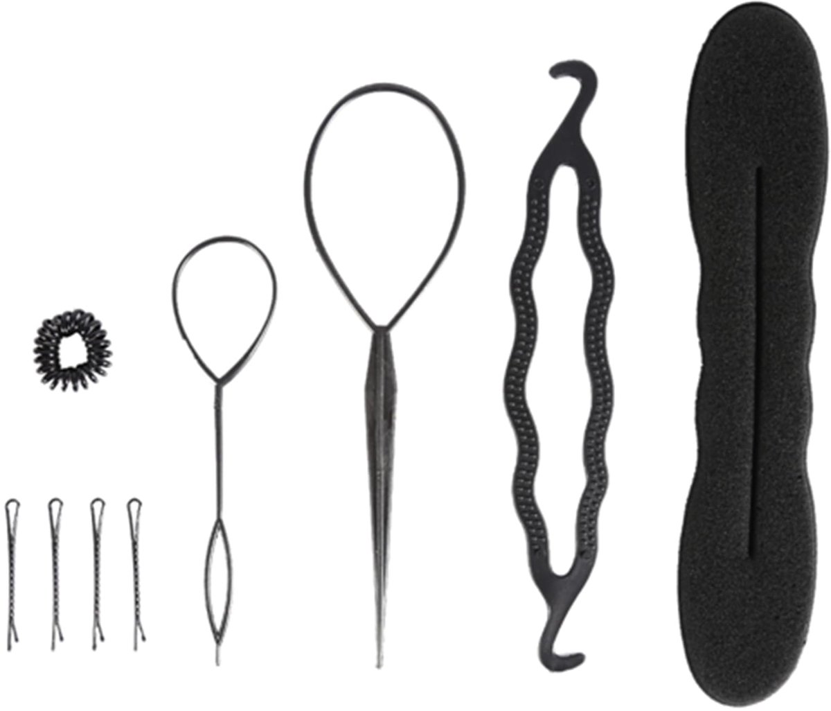 9 Stuks Magische Haar Vlecht Tool Haarbun Maker, Paardenstaart Pull Through Topsy Tail voor Vrouwen Meisjes