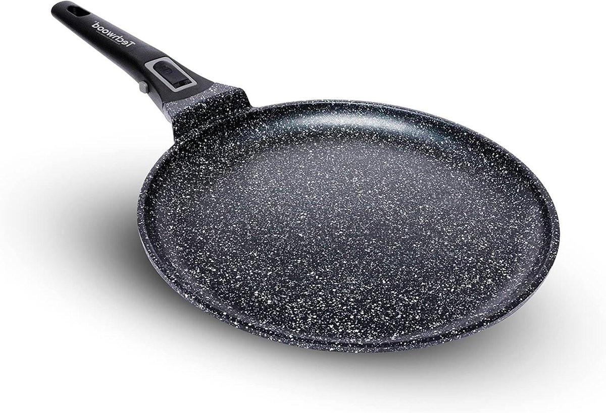 Pannenkoekenpan Steen - Crêpe Pan - Lekkere Pannenkoeken - Afneembare Handgreep - Ø 28 cm - Grijs
