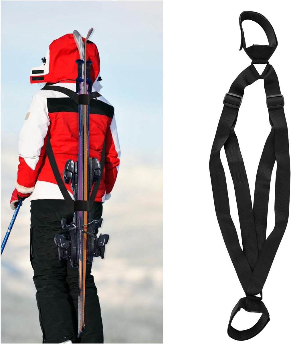 Skiband - Skidrager - Wintersport Transport - Dubbele Schouderbanden - 54-114 cm - Zwart