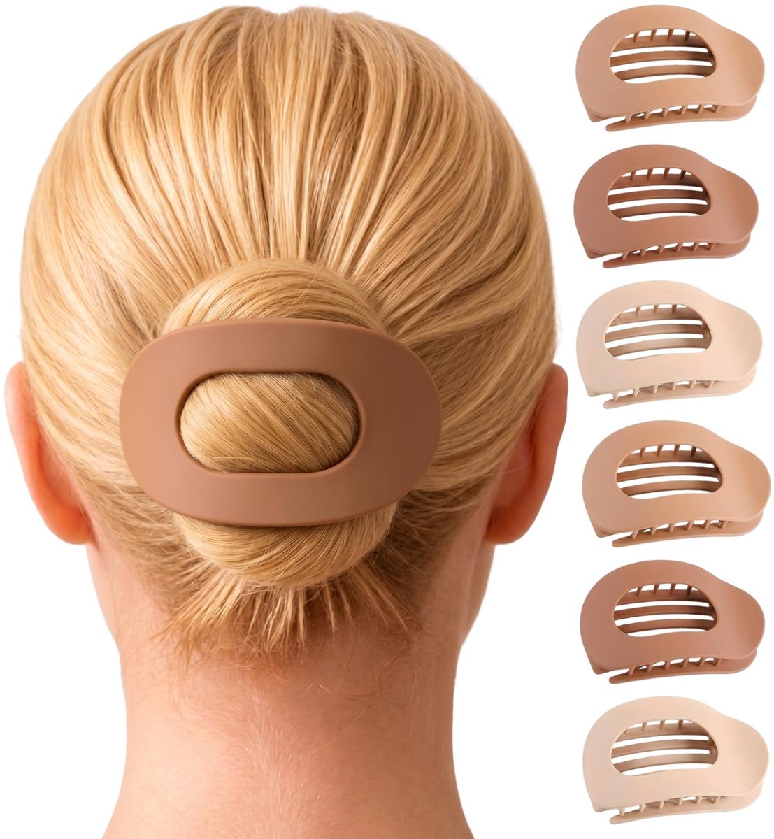 Haarspelden voor dames, plat, 6 stuks, met sterke grip voor dunne of dikke strengen, ideaal voor haarknotjes en collecties, haaraccessoires met neutrale matte afwerking - Earth Set