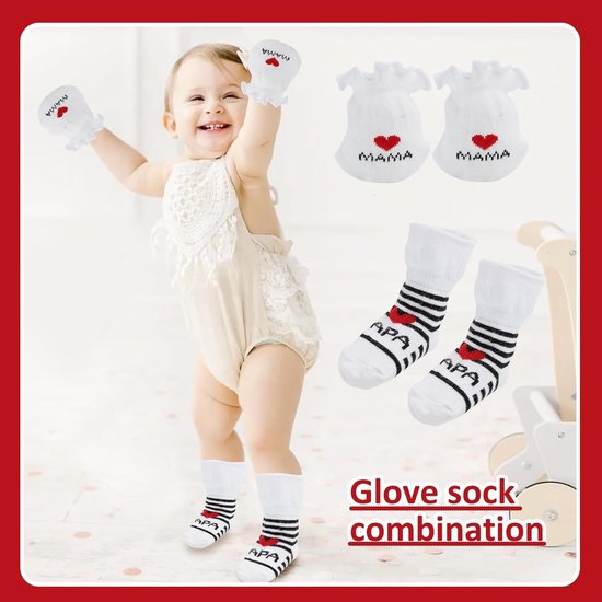 Baby Sokken Wanten - Baby Accessoires - Bescherming Baby - Zacht Katoen - 0-6 Maanden - Wit — afbeelding 3