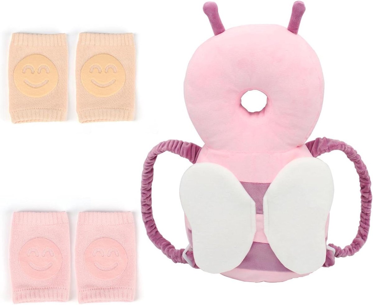 Baby Hoofdbescherming - Baby Helm - Baby Leren Lopen - Ademend en Zacht - 4-24 Maanden - Roze