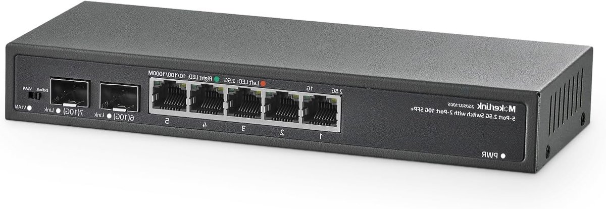 5-Poorts 2.5G Gigabit Netwerk Switch met Dubbele 10G SFP+ Slot