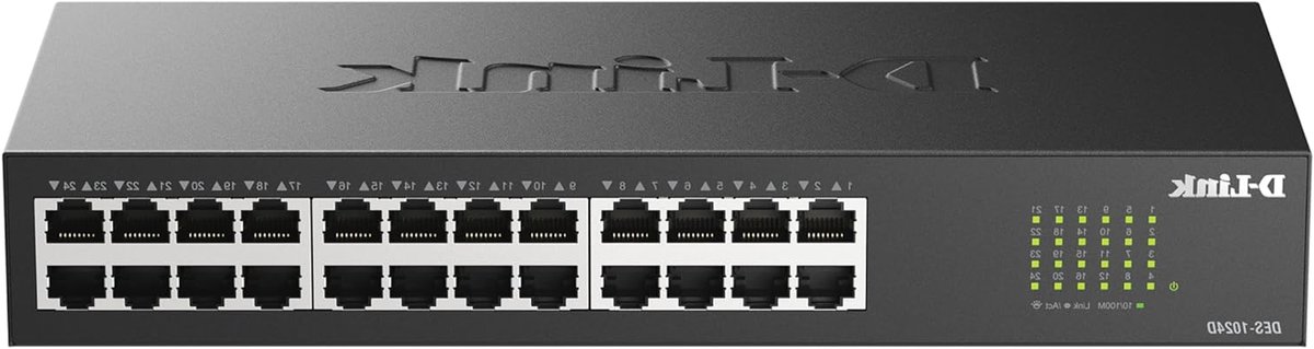 Netwerk Switch - Ethernet Hub - Netwerk Uitbreiden - Ventilatorloos Design - 24 Poorten - Zwart