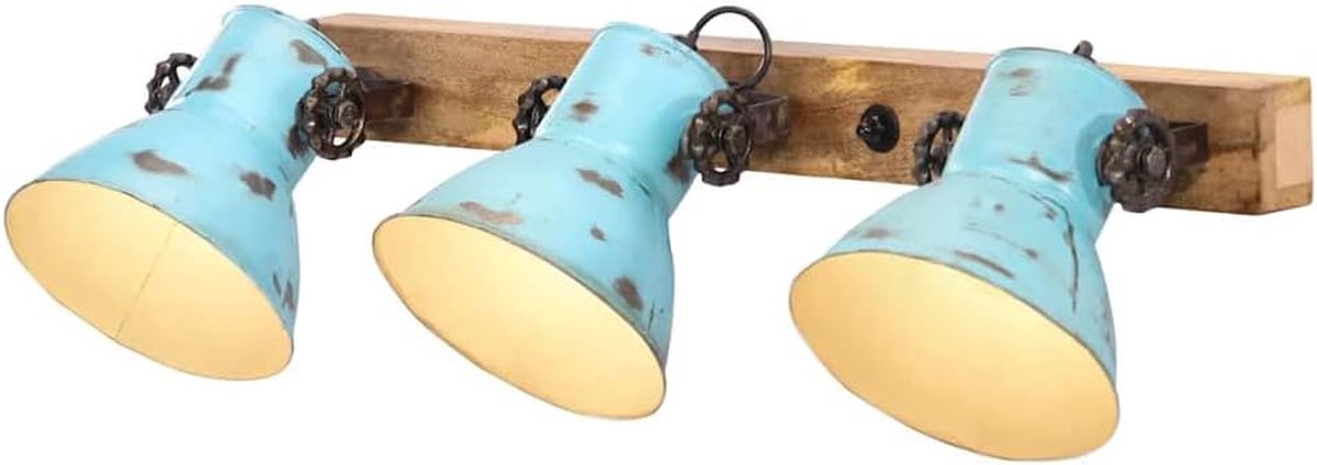 Stijlvolle Wandlamp - Verweerd Blauw - E27 Fitting - 65x25 cm - Sfeervolle Muurverlichting
