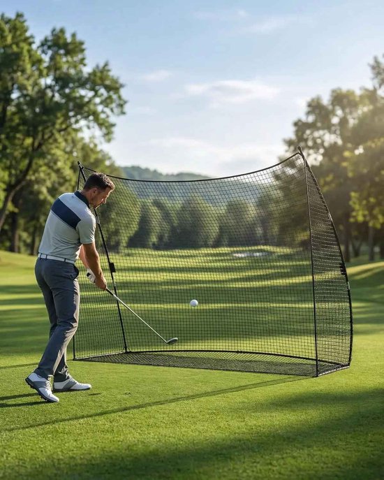 CORE Golf Oefennet - Groot Formaat - Draagbaar Golf Trainingsnet - Stabiel Oefennet voor Binnen en Buiten - Inclusief Opbergtas en 4 Haringen - Golf Trainingshulp voor Thuisgebruik - 305x93x217cm - Zwart/Rood van core — afbeelding 4