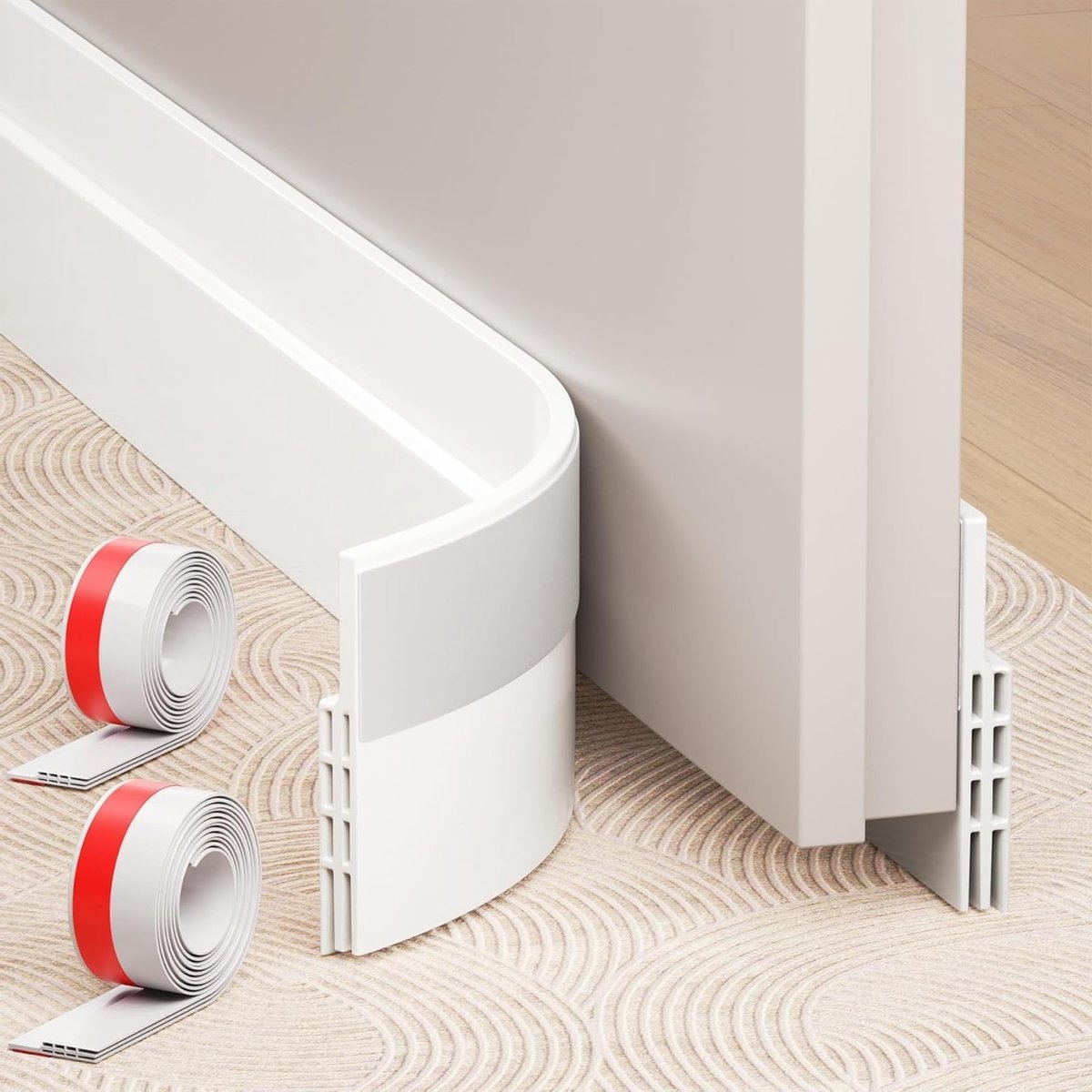 Draught Excluder voor Deuren 2 m Wit Zelfklevend voor Energiebesparing, Geluidsisolatie en Koude Bescherming