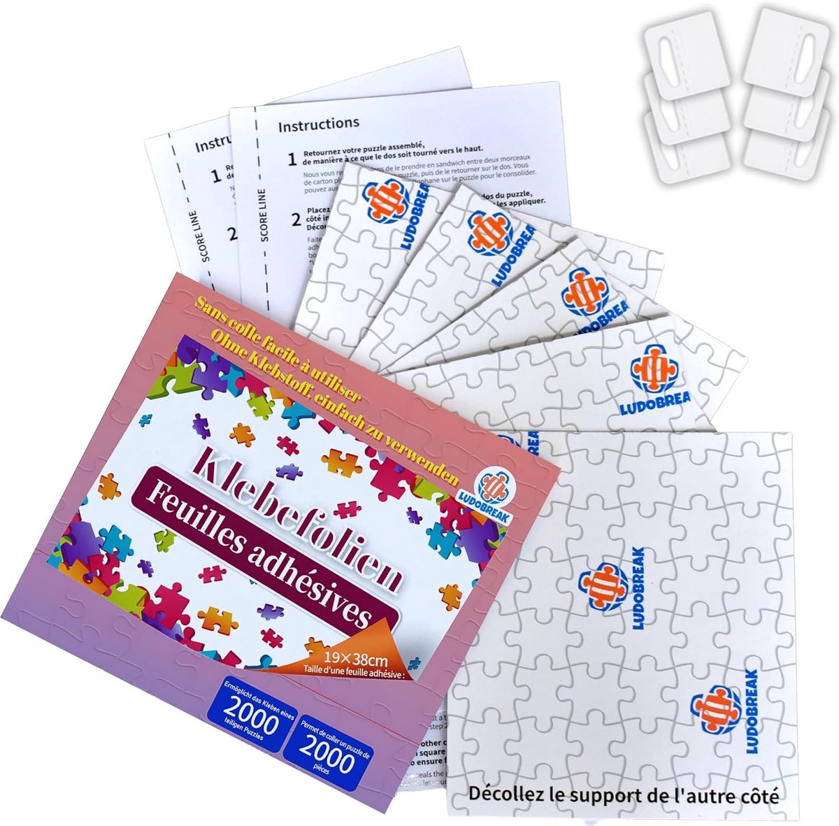 Puzzel Plakset - Zelfklevende vellen - Eenvoudige applicatie - Milieuvriendelijk en veilig - Voor Puzzelaars