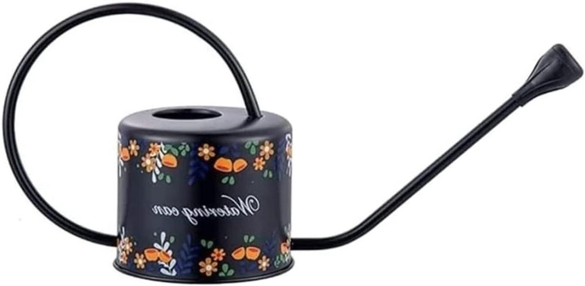 Gieter Roestvrijstaal - Waterkruik Planten - Planten Water Geven - Lange Dunne Uitloop - 1.3 Liter - Zwart