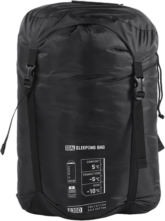 Winterslaapzak Volwassenen - Koud weer slaapzak - Kamperen en backpacken - 360° winddicht regendicht - 220x80cm met compressiezak - Schemering zwart — afbeelding 3