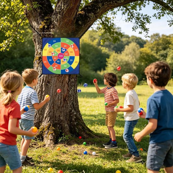 Trampoline Dartbord - Hechtbal Spel - Actief Spelen - Duurzame Hechtlaag - 74 x 74 cm - Dartset — afbeelding 5