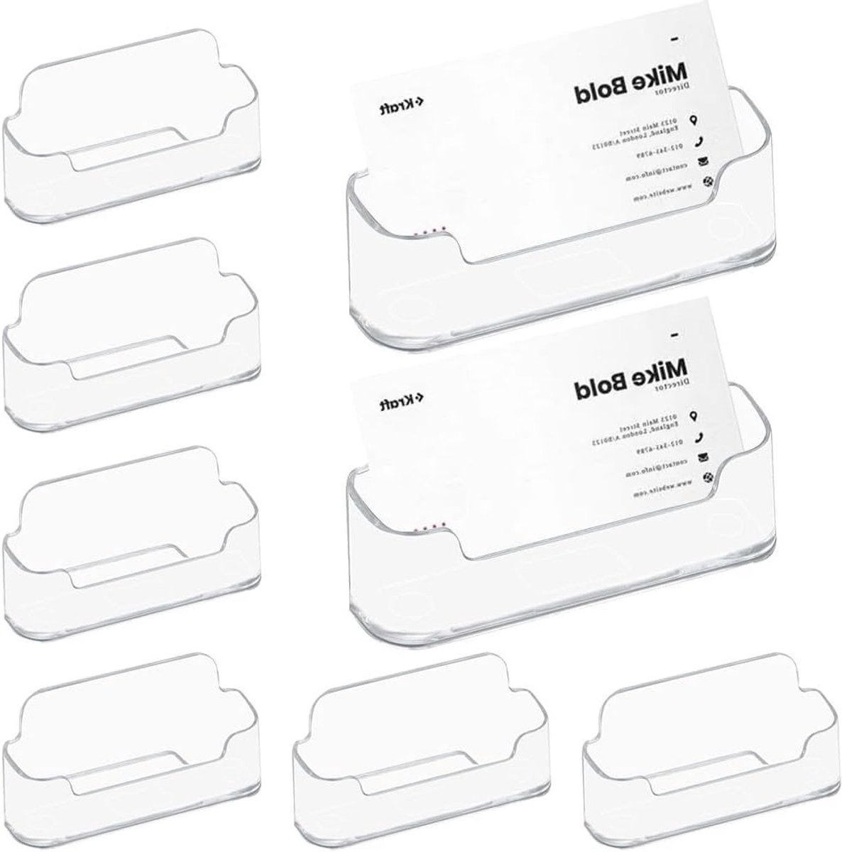 Transparante Plastic Visitekaartjeshouder - Set van 8 Stuks voor Professionele Presentatie op Bureau