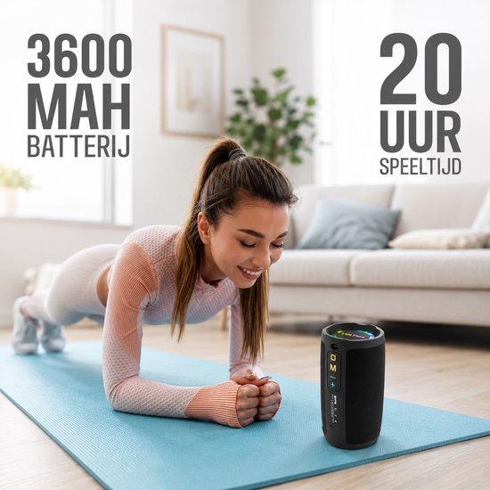 Voltma Fusion Bluetooth-luidspreker, draagbare en draadloze luidspreker van 10W, RGB-verlichting met IPX4 waterdicht, Bluetooth 5.2 en 360° surround sound, tot 20uur speeltijd met AUX, TF en USB-sleuf van Voltma — afbeelding 4