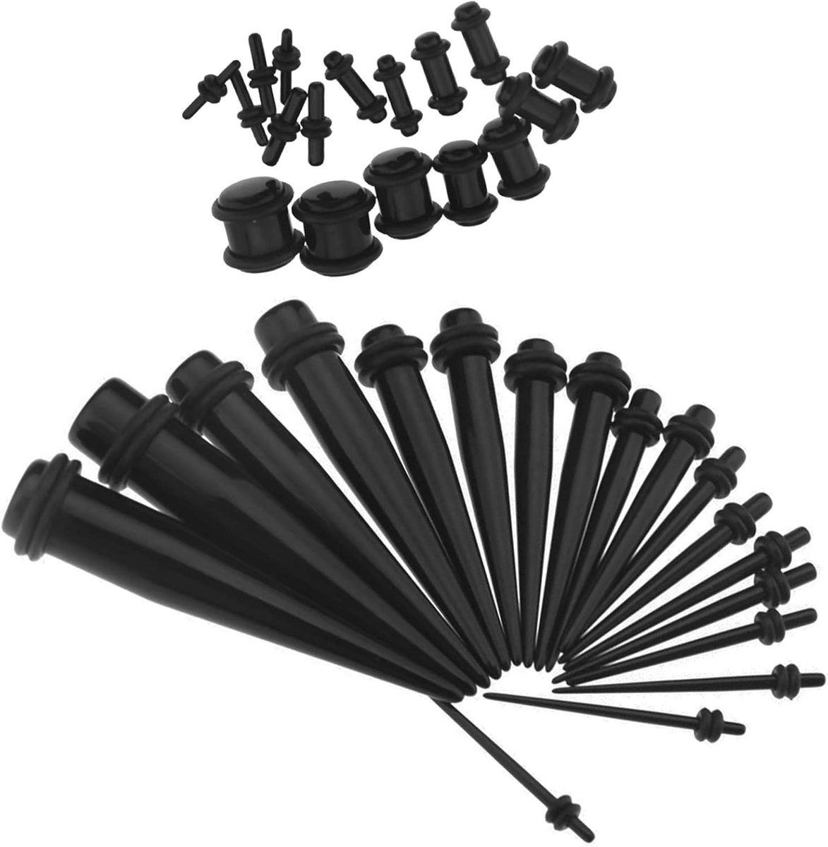36 Stuks Stretch Bars en Oordopjes - Acryl Expander Gauges voor Oor Stretching Kits, Plastic Accessoires