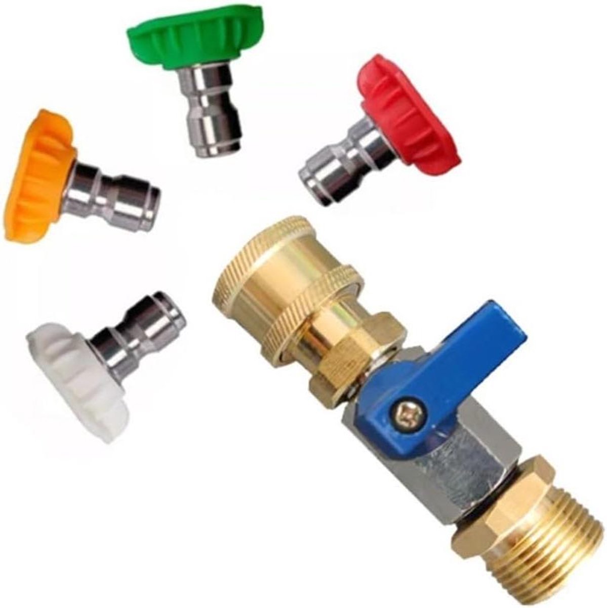 Hogedrukreiniger Adapter - Snelkoppeling Slang - Tuin Reinigen - Aan/Uit Schakelaar - M22 14mm - Blauw